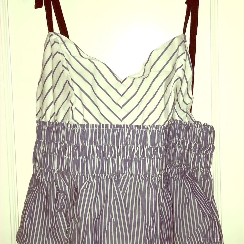 Express Top, Skinny Straps, Blue & White, NWT